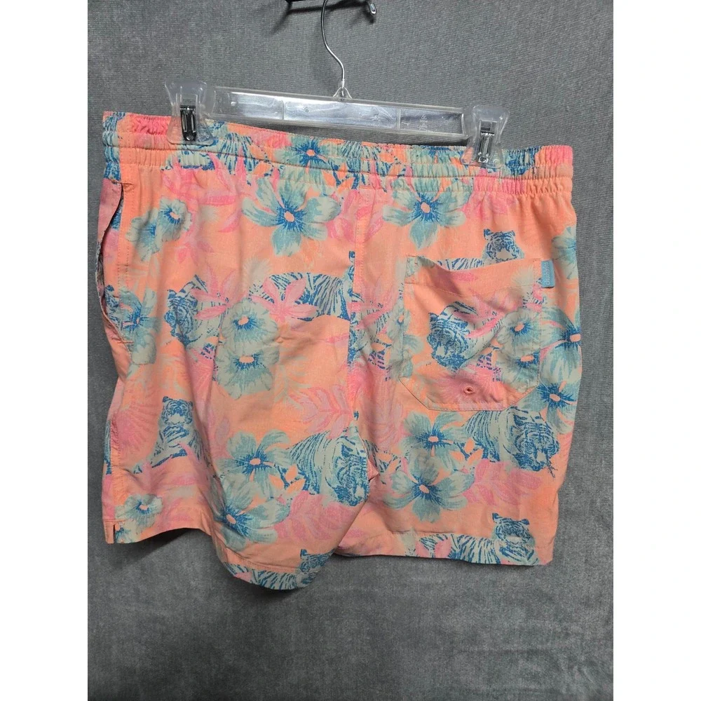 Chubbies Mens Swim Trunks Medium Peach Orange Tropical Tiger Floral 5.5 Inseam